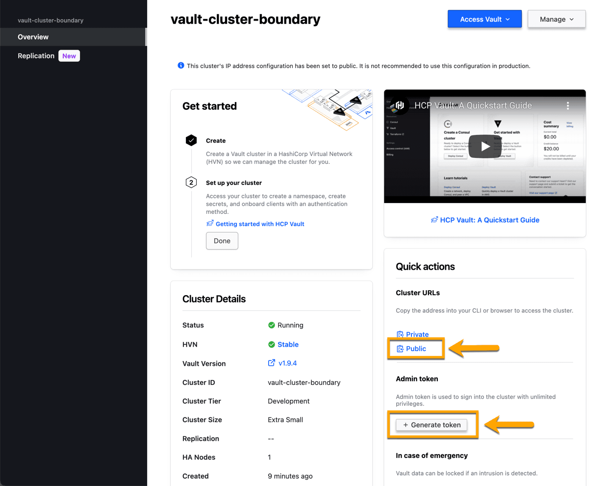 HCP URL and Token